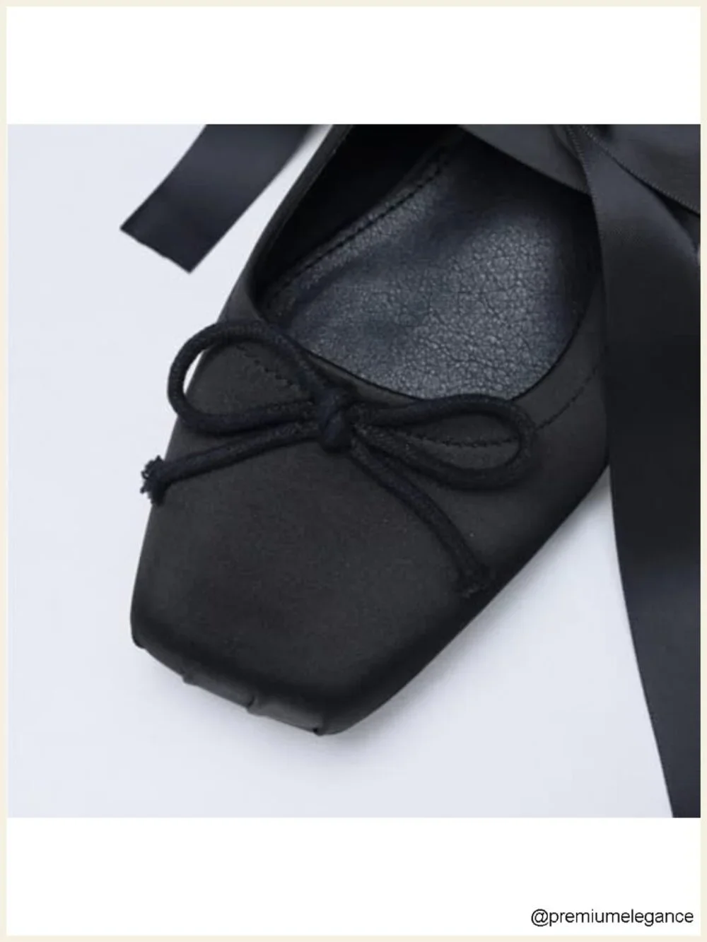 Detachable Ribbon Satin Ballet Flats Square Toe Cushioned Insole Non-Slip